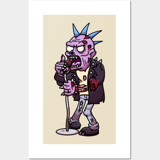 Cartoon Punk Rock Zombie Wall Art by TheMaskedTooner